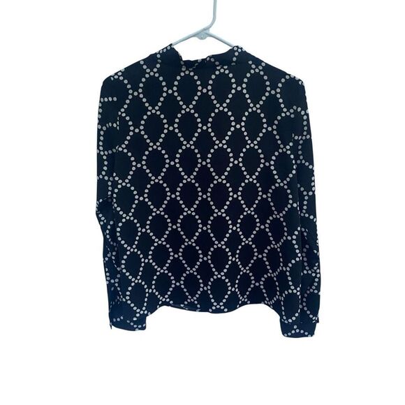 ZARA Black White Polka Dot Draped Cowl Neck Long Sleeve Blouse Size Small Classi - Picture 5 of 6